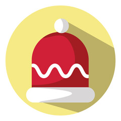 Sticker - Red christmas hat, illustration, vector, on a white background.