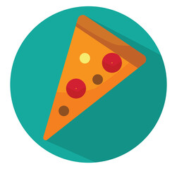 Wall Mural - Slice of pizza, illustration, vector, on a white background.