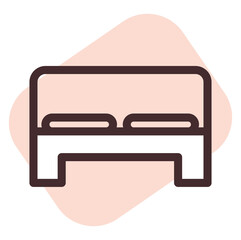 Sticker - Hotel double bed, illustration, vector, on a white background.