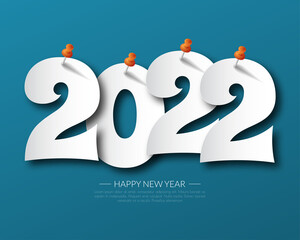 Sticker - 2022 happy new year. numbers 3D style. vector linear numbers. design of greeting cards. vector illustration.