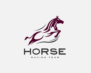 Sticker - jump horse drawn art logo template illustration