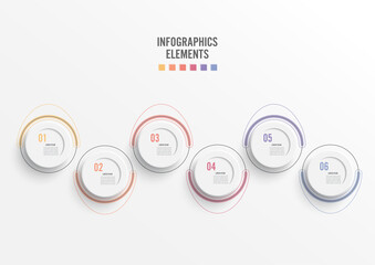 Poster - Abstract elements of graph infographic template with label, integrated circles. Business concept with 6 options. For content, diagram, flowchart, steps, parts, timeline infographics, workflow layout.