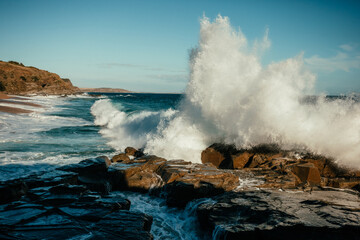 Waves Splashing on the rocks