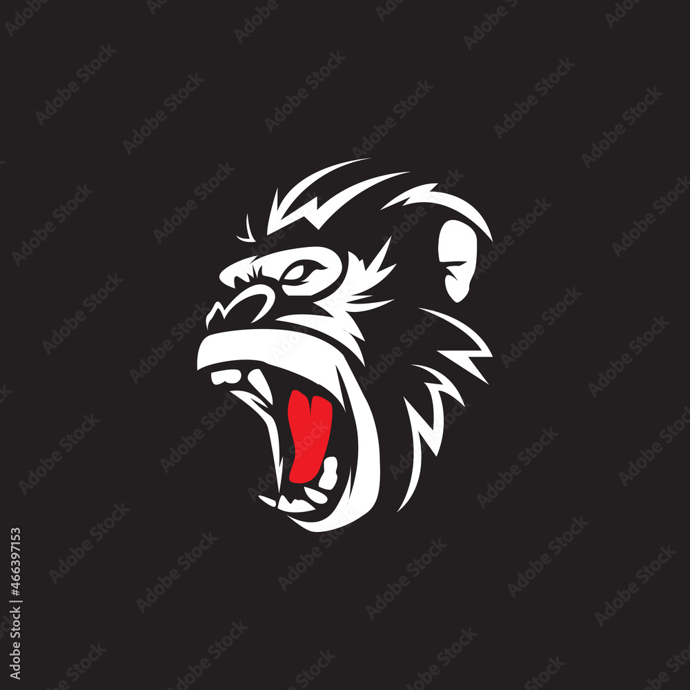 gorilla face head silhouette monkey logo vector symbol icon ...