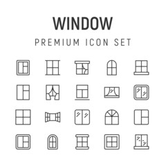 Poster - premium pack of window line icons.