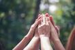 © aFotostock - Diversity multiethnic high five group of business people success team hands together. Collaborate Volunteer friendship hands raise up mission Business partner. Group of teamwork high five together