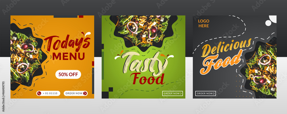 Flyer or Social Media Post Template Themed Food Stock Vector | Adobe Stock