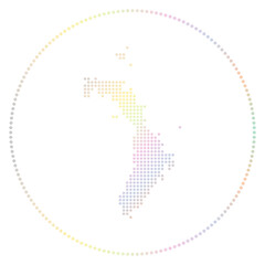 Lord Howe Island digital badge. Dotted style map of Lord Howe Island in circle. Tech icon of the island with gradiented dots. Captivating vector illustration.