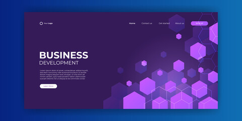 Trendy purple abstract technology design template for web. Dynamic gradient composition. For landing pages, covers, brochures, flyers, presentations, banners. Corporate web page vector illustration.