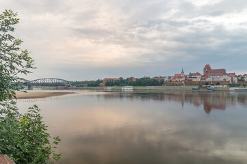 Poster - Morning view on vistula river in Torun, Poland.