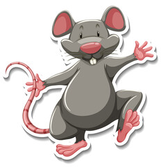 Sticker - Grey mouse cartoon character sticker