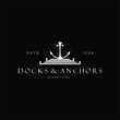anchor and dock logo. dock and anchor vector illustration. suitable for unique character identity business