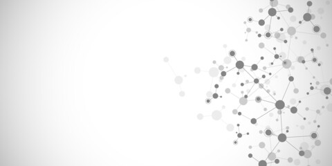 Illustration of molecular structure and genetic engineering, molecules DNA, neural network, scientific research. Abstract background for innovation technology, science, healthcare, and medicine