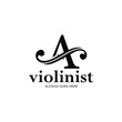 © vionaembun42 - logo letter A and F-holes. violinist logo initials A. letter A logo violin character. letter A with violin hole