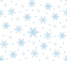 Simple Winter Square Pattern Background With Snowflakes On White Background.