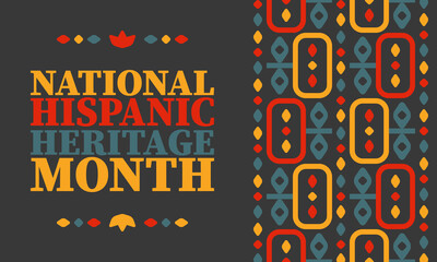 National Hispanic Heritage Month in United States. Celebrate annual in September and October. Latin American and Hispanic ethnicity culture. National fabric vector textures. Traditional festival