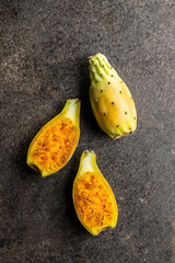 Poster - Raw prickly pears. Opuntia or indian fig cactus.