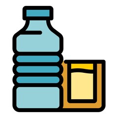 Poster - Water bottle icon. Outline water bottle vector icon color flat isolated