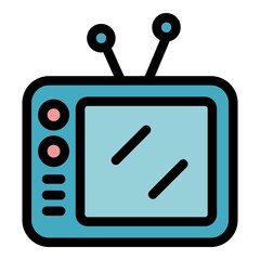 Sticker - Tv habit icon. Outline tv habit vector icon color flat isolated