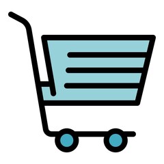 Poster - Shopping cart icon. Outline shopping cart vector icon color flat isolated