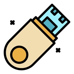 Poster - Flash stick icon. Outline flash stick vector icon color flat isolated