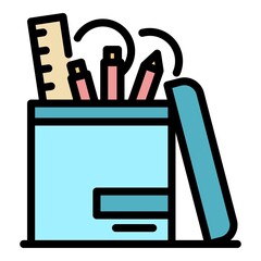 Poster - Office stuff icon. Outline office stuff vector icon color flat isolated