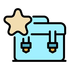 Poster - Office suitcase icon. Outline office suitcase vector icon color flat isolated
