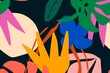Colorful funky background, botanical design