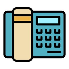 Poster - Office telephone icon. Outline office telephone vector icon color flat isolated