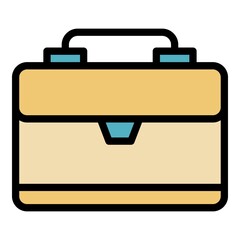 Wall Mural - Worker suitcase icon. Outline worker suitcase vector icon color flat isolated