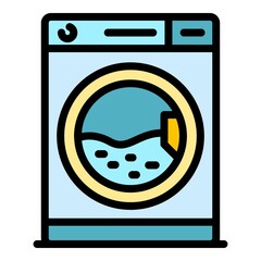 Poster - laundry machine icon. outline laundry machine vector icon color flat isolated