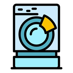 Sticker - Clean washing machine icon. Outline clean washing machine vector icon color flat isolated