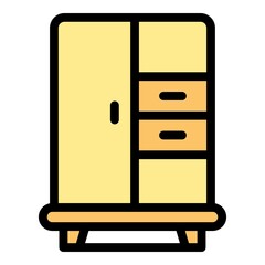 Poster - Bedroom wardrobe icon. Outline bedroom wardrobe vector icon color flat isolated