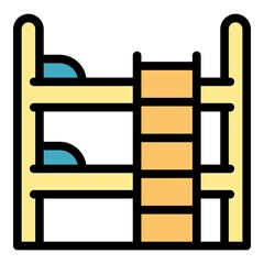 Wall Mural - Bedroom bunk bed icon. Outline bedroom bunk bed vector icon color flat isolated