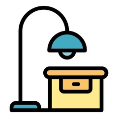 Poster - Bedroom desktop lamp icon. Outline bedroom desktop lamp vector icon color flat isolated