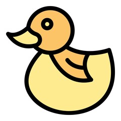 Canvas Print - Duck toy icon. Outline duck toy vector icon color flat isolated