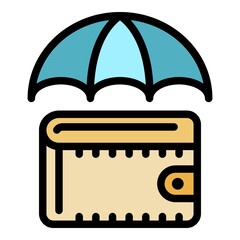 Poster - Secured wallet icon. Outline secured wallet vector icon color flat isolated