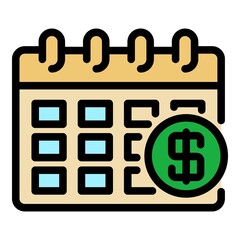 Poster - Calendar dollar icon. Outline calendar dollar vector icon color flat isolated