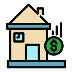 Poster - House credit rate icon. Outline house credit rate vector icon color flat isolated