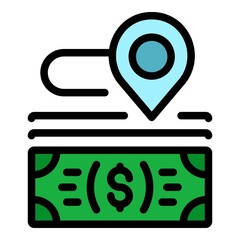 Poster - Money location icon. Outline money location vector icon color flat isolated
