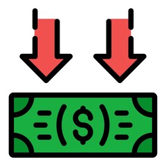 Poster - Investment dollar icon. Outline investment dollar vector icon color flat isolated