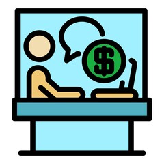 Poster - Financial worker icon. Outline financial worker vector icon color flat isolated