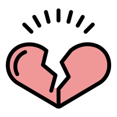 Poster - Heartbroken icon. Outline heartbroken vector icon color flat isolated