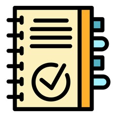 Poster - Notepad icon. Outline notepad vector icon color flat isolated
