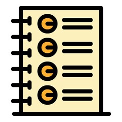 Poster - Daybook icon. Outline daybook vector icon color flat isolated