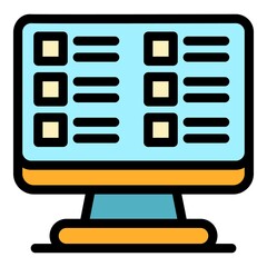 Canvas Print - Monitor checklist icon. Outline monitor checklist vector icon color flat isolated