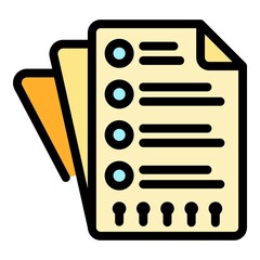 Sticker - Paper checklist icon. Outline paper checklist vector icon color flat isolated