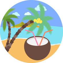 Coconut Sip On Beach
