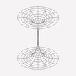 Wireframe geometric shape, black or worm hole funnel, singularity. Astrology and mathematical element. Line design, editable strokes. Vector illustration, EPS 10