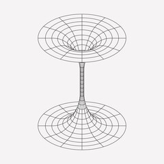 wireframe geometric shape, black or worm hole funnel, singularity. astrology and mathematical elemen